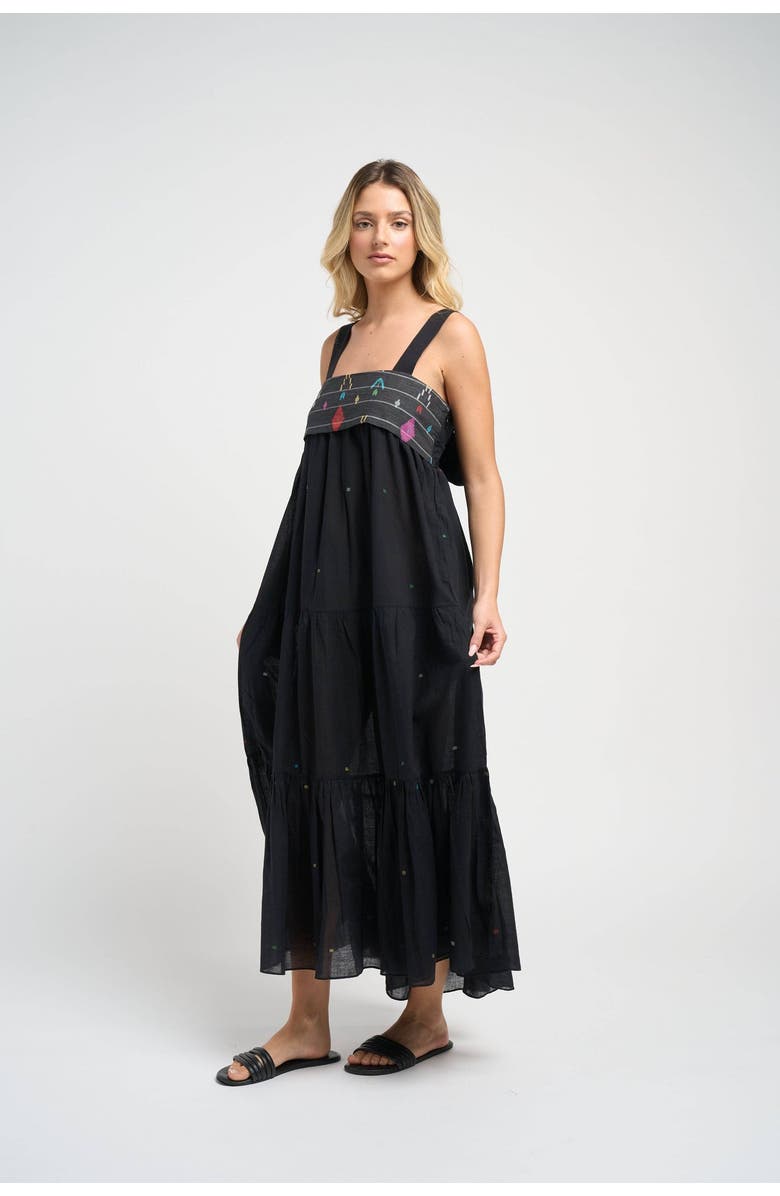 GUADALUPE DESIGN Isabella Jamdani Dress, Alternate, color, Black