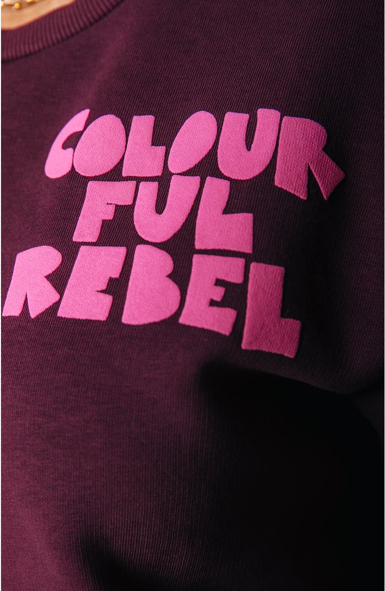 Colourful Rebel Logo Wave Puff Relaxed Sweat Port Red, Alternate, color, Port Red