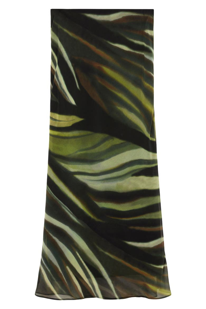 Palm Print Chiffon Maxi Skirt, Alternate, color, BLACK