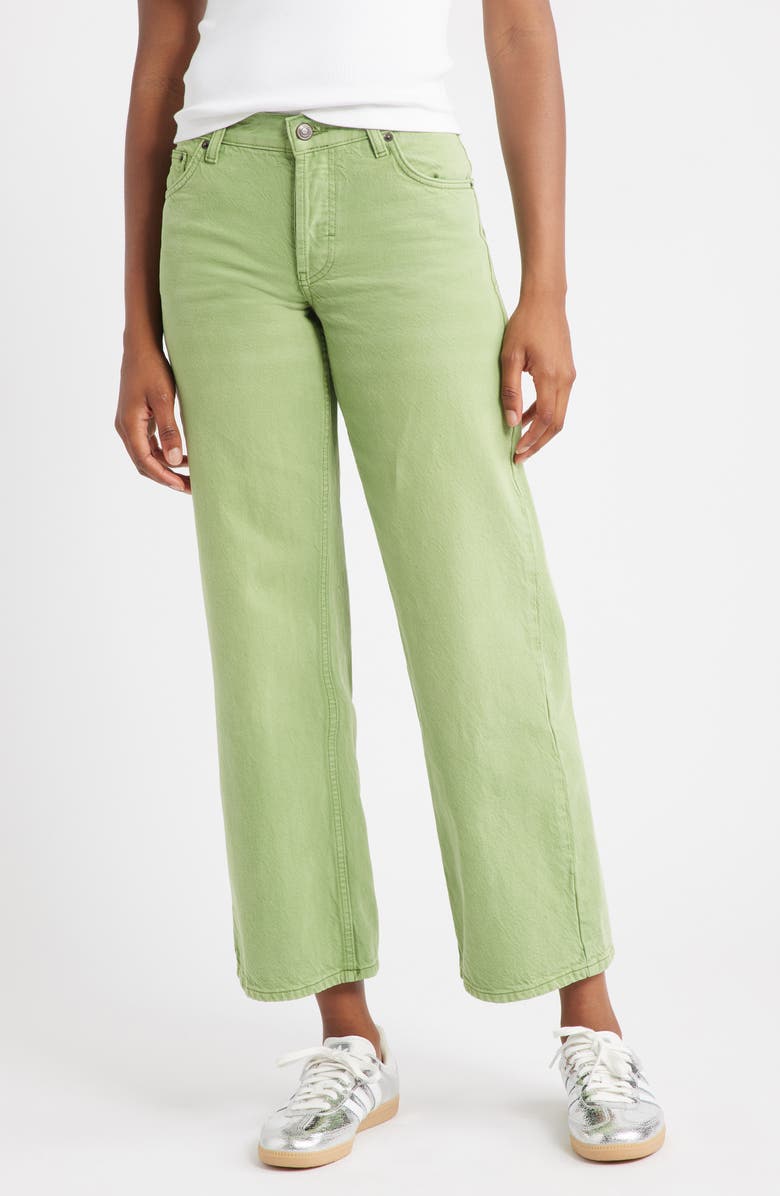 Topshop Ember Low Rise Wide Leg Jeans, Main, color, Light Green