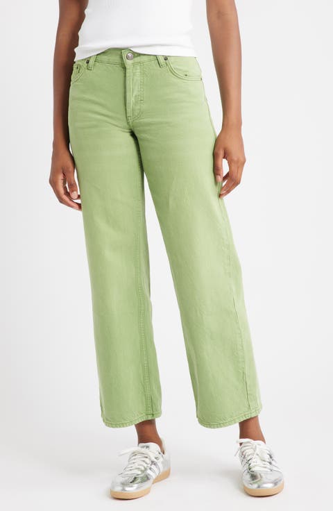 【BLR】Green Printed Wide Denim Pants Uptown Faded Denim - Green – FRIED RICE SHOP