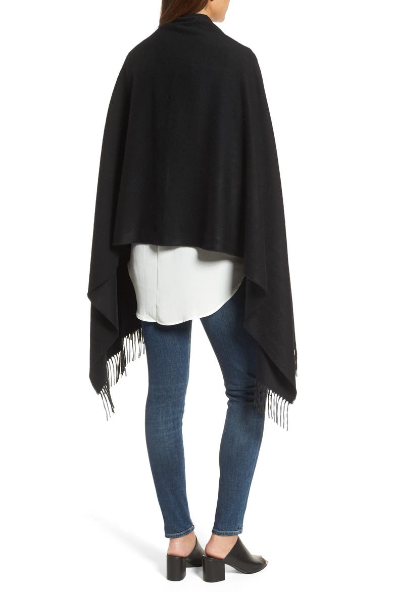 Oversize Cashmere Wrap, Alternate, color, BLACK