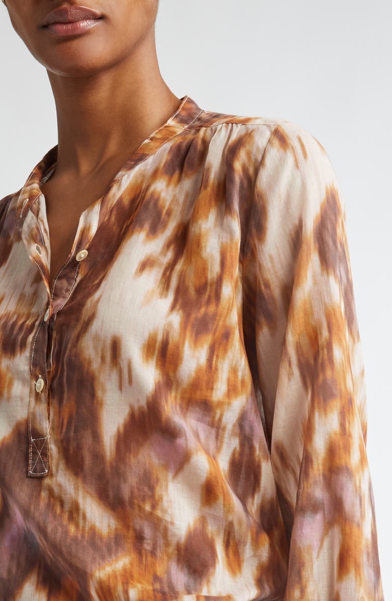 Isabel Marant Étoile Maria Print Cotton Shirt, Alternate, color, Ecru/ Ochre