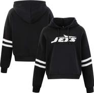 CUCE Women's Cuce Black New York Jets Cropped Sequins Pullover Hoodie