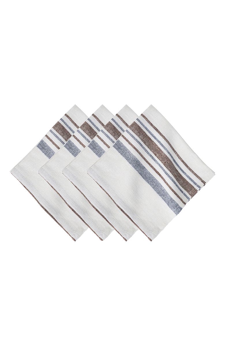 Juliska Danish Stripe Set of 4 Napkins, Main, color, Taupe