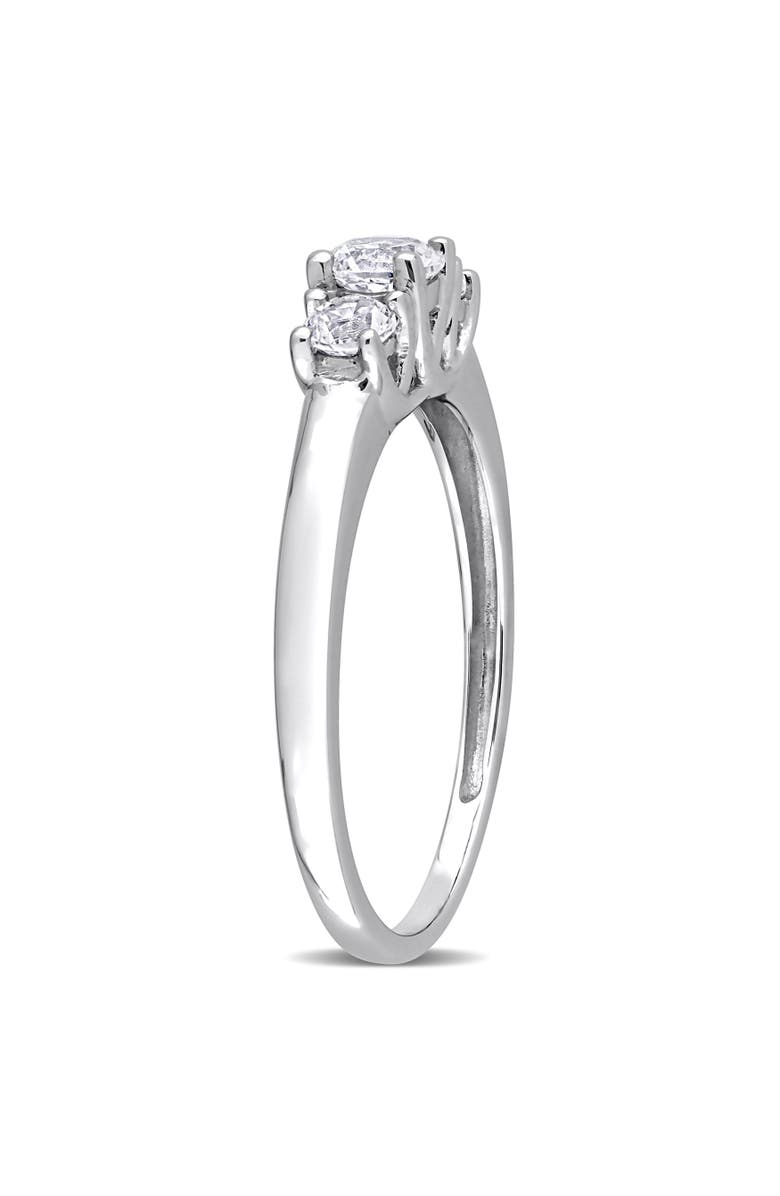Julianna B. Created White Sapphire 3-Stone Ring 10k, Alternate, color, 10K White Gold