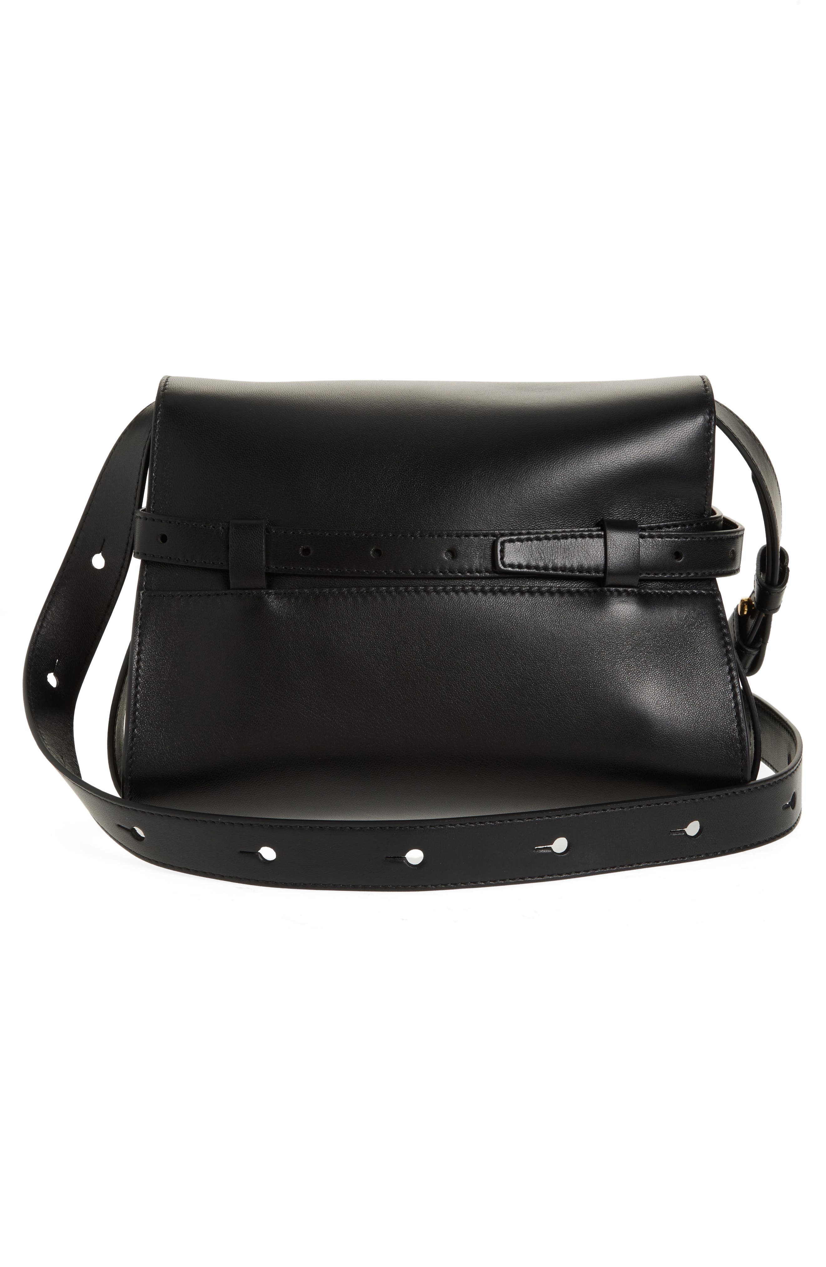 Moschino Small Tie Me Leather Shoulder Bag, Alternate, color, 