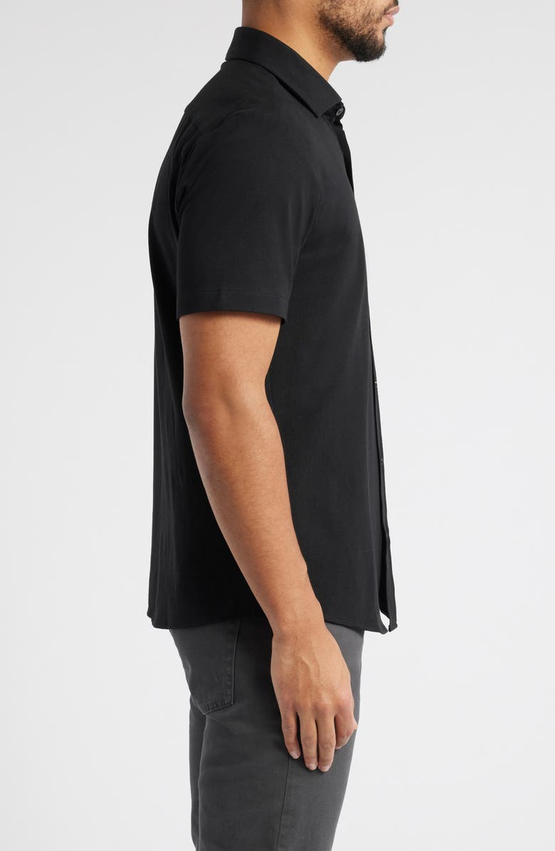 BOSS Roan Knit Short Sleeve Button-Up, Alternate, color, Black