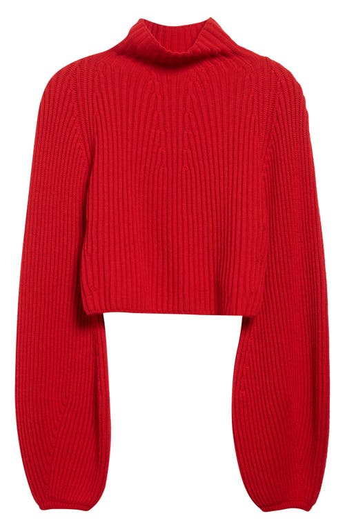 Max Mara Nadar Crop Merino Wool & Cashmere Funnel Neck Sweater In Red