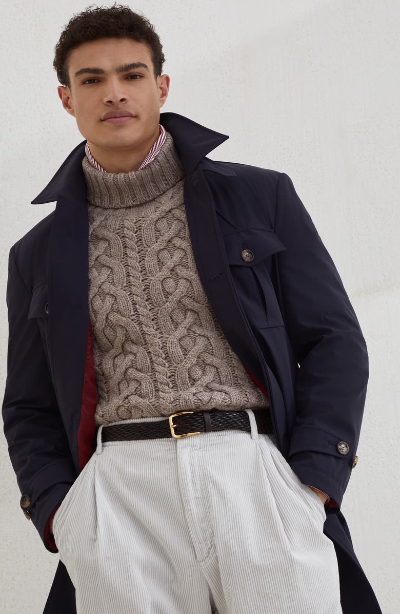 Brunello Cucinelli Cable knit turtleneck sweater, Alternate, color, Hazelnut