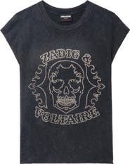【関税込み】Cloe Hc Skull Strass T-Shirt - Zadig & Voltaire Cloe Hc Skull Strass T-Shirt - Zadig & Voltaire - Cotton - Black