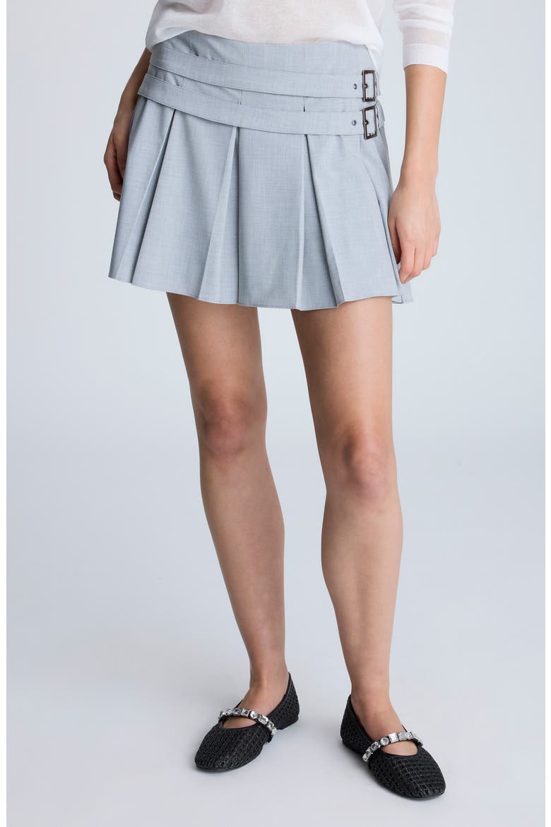 Pleated A-Line Mini Skort, Main, color, GREY DUSK MELANGE