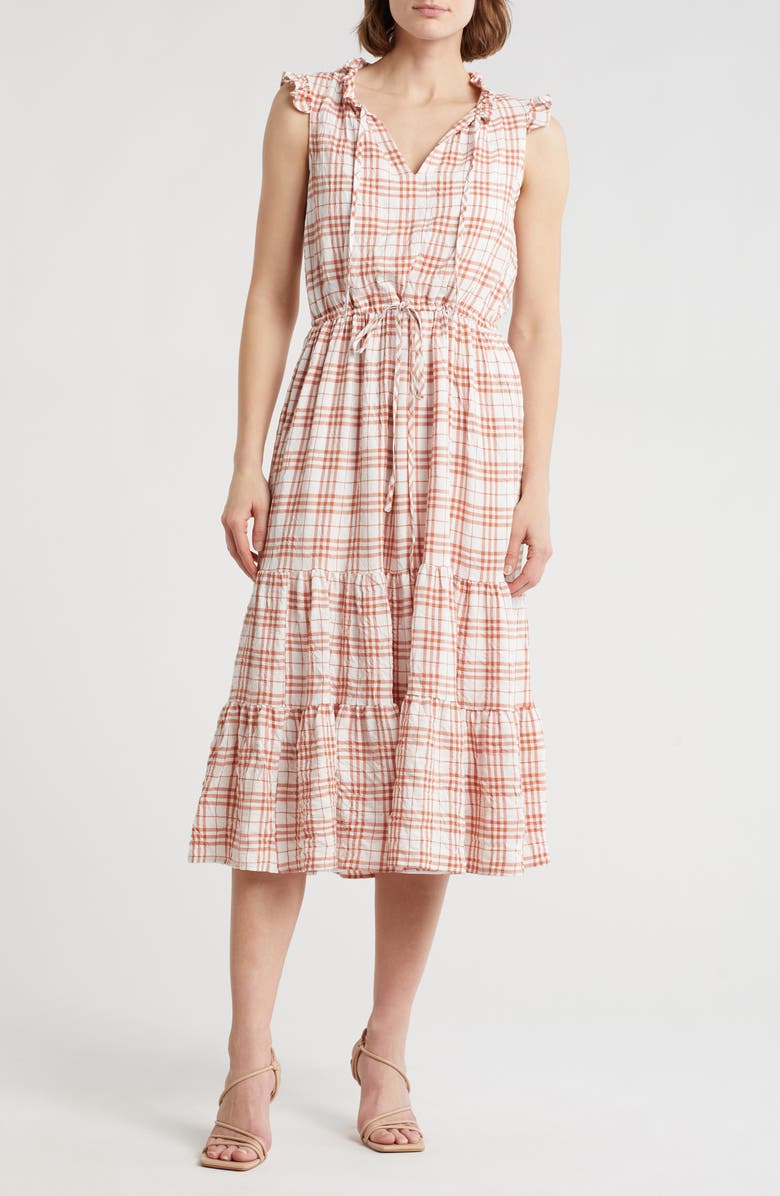 Julia Jordan Ruffle Plaid Dress, Main, color, 