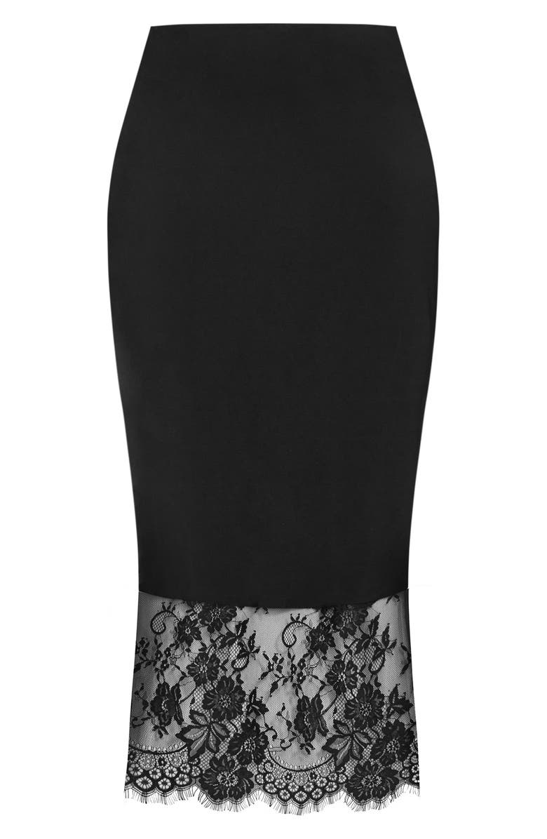 City Chic Fay Lace Hem Maxi Skirt, Alternate, color, Black