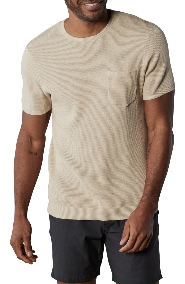 The Normal Brand Waffle Stitch Short Sleeve Sweater, Main, color, Tan