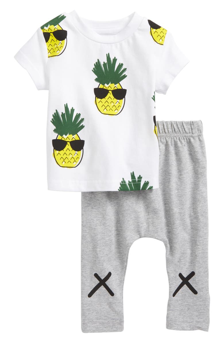 TINY TRIBE Cool Pineapple T-Shirt & Pants Set, Main, color, 