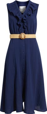 Sam Edelman Ruffle Trim Sleeveless Midi Dress