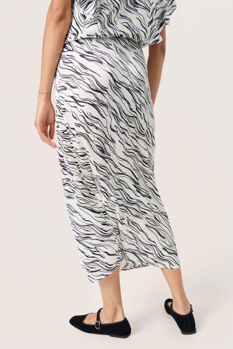 Vinka Wrap Midrise Waist Maxi Skirt, Alternate, color, White/Black Wave Print