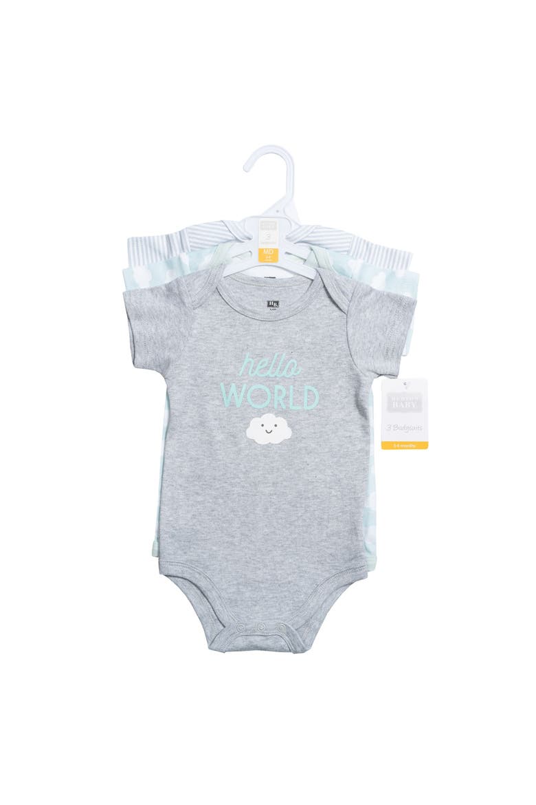 All-Season Cotton One-Piece Garment Set of 3, Alternate, color, Hello World Cloud