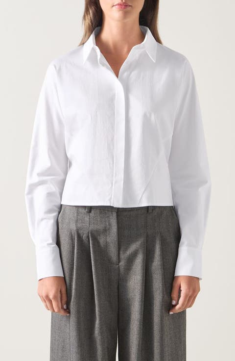 Liz Cotton Crop Button-Up Shirt