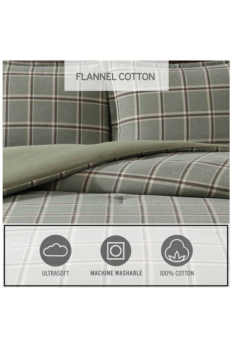 Alpine Plaid Reversible Flannel Comforter & Sham Set, Alternate, color, GREEN