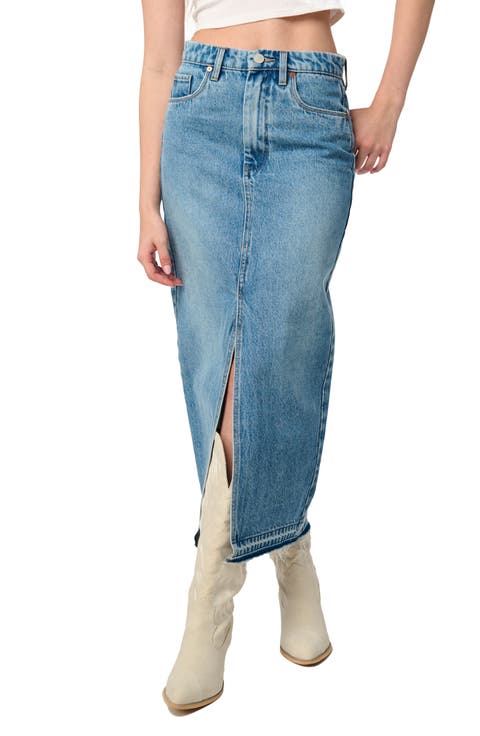 High Waist Front Slit Denim Skirt