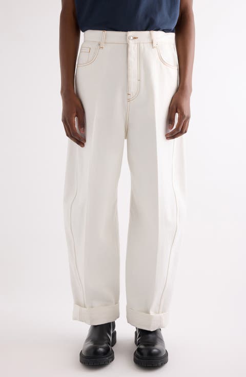 パンツ GIVENCHY SS25 White cotton wide-leg pant (BW515714X0 100) Givenchy Pleated Wide Leg Trousers - Bergdorf Goodman