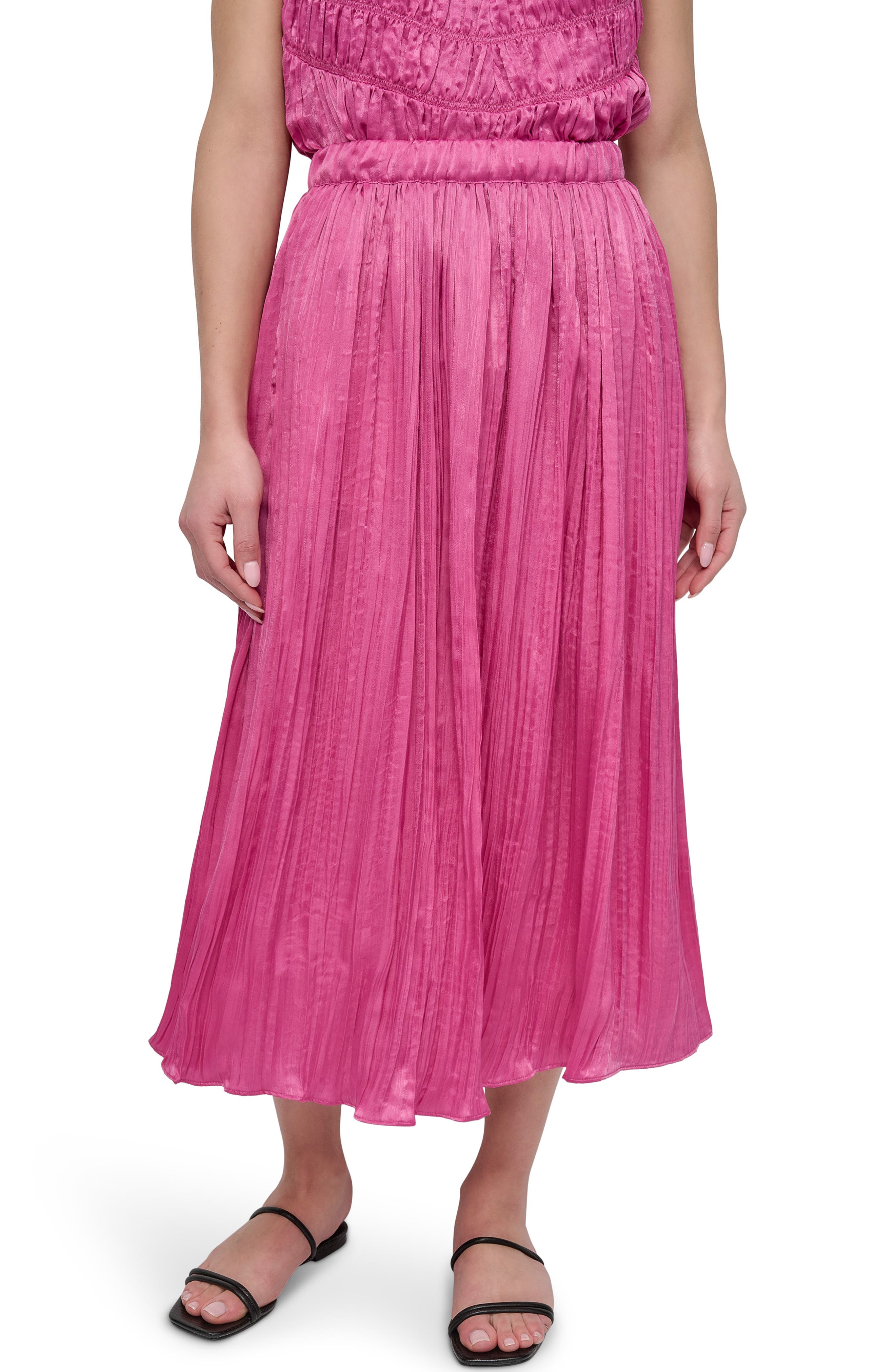 DKNY Crushed Pleated Midi Skirt