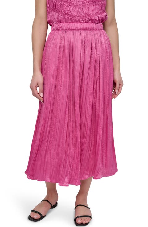 Crushed Pleated Midi Skirt
