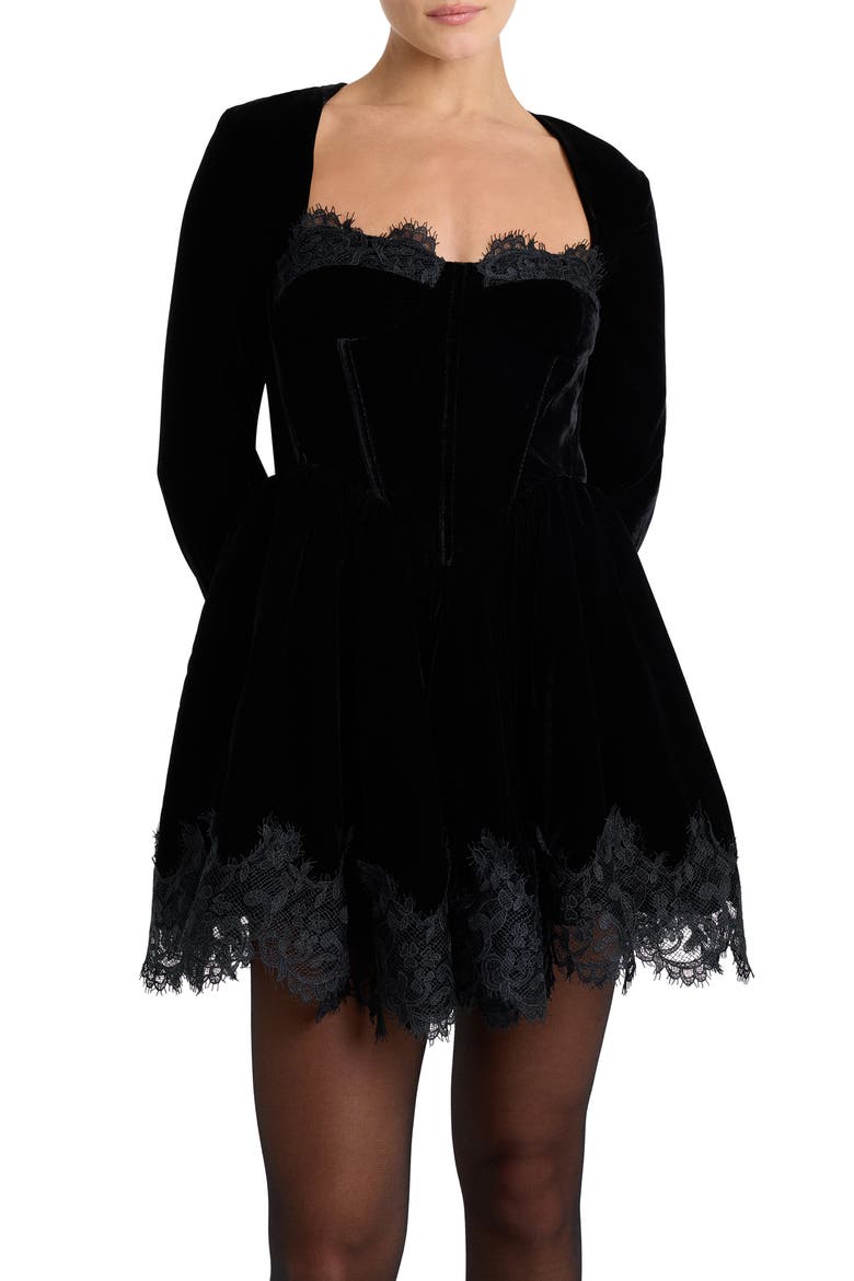Austen Lace Detail Minidress, Alternate, color, BLACK