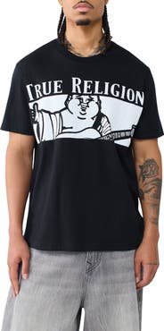 True Religion Checkered Buddha Cotton Graphic T-Shirt