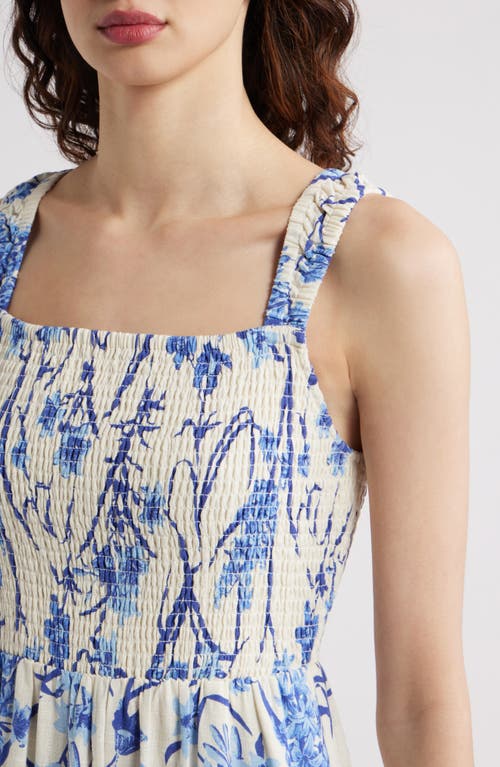 Chelsea28 Smocked Tiered Maxi Dress In Ivory- Blue Sofia Floral