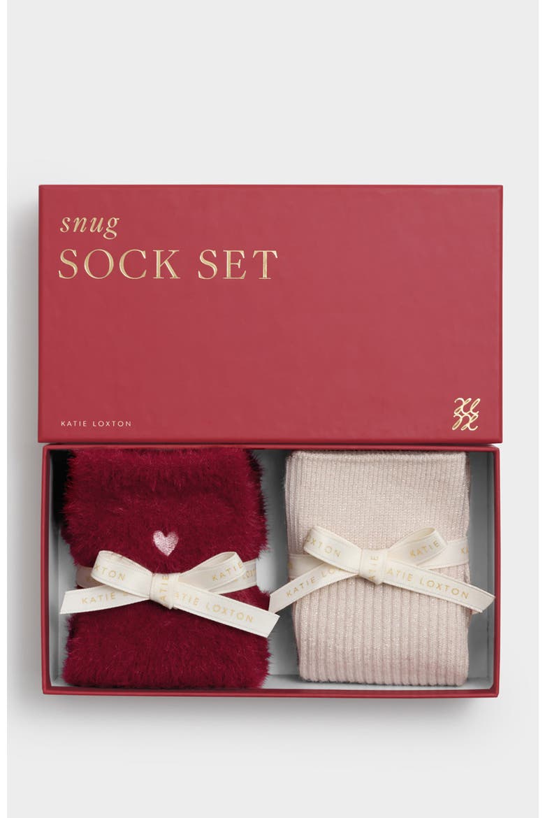 Gift Boxed Duo Socks, Main, color, Cherry Fluffy/Pink Sparkle