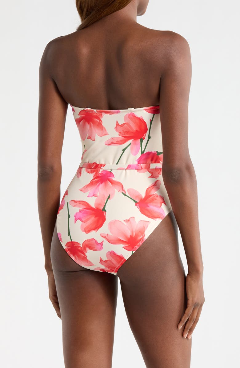 Hutch Chain Belt One-Piece Swimsuit, Alternate, color, Ivory/Red Floral