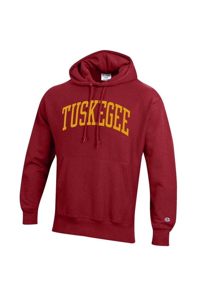 Men's Champion Crimson Tuskegee Golden Tigers Tall Arch Pullover Hoodie, Alternate, color, Crimson