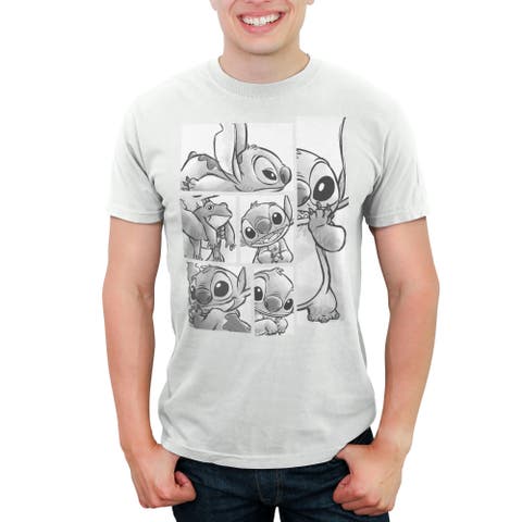 Men's Lilo & Stitch Grayscale Sketches of Stitch  Graphic T-Shirt