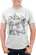 Lilo & Stitch Men's Lilo & Stitch Grayscale Sketches of Stitch Graphic T-Shirt