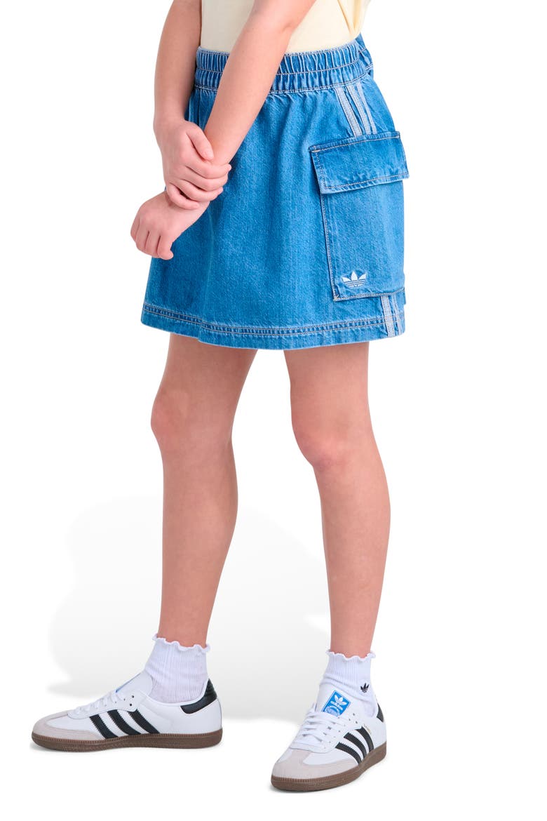 Kids' Cargo Denim Skort, Main, color, MEDIUM WASH DENIM