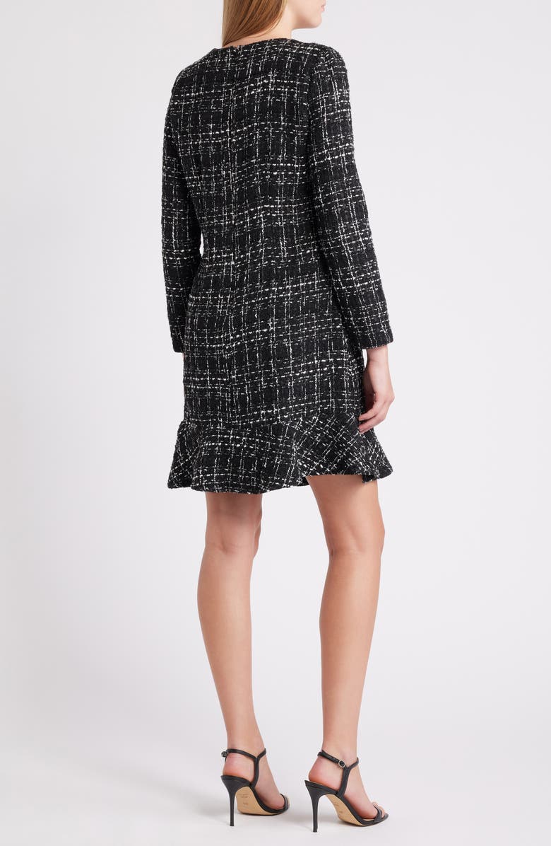 Julia Jordan Ruffle Hem Long Sleeve Tweed Dress, Alternate, color,