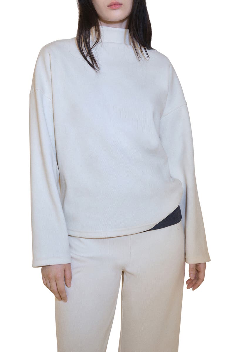 MANGO Perkins Funnel Neck Sweatshirt, Main, color, Ecru
