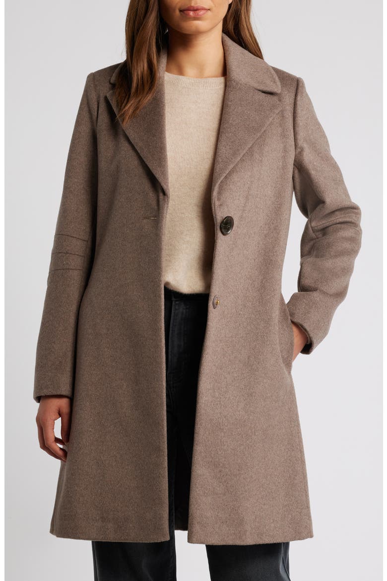 Single Breasted Wool Blend Coat, Alternate, color, PORTOBELLO