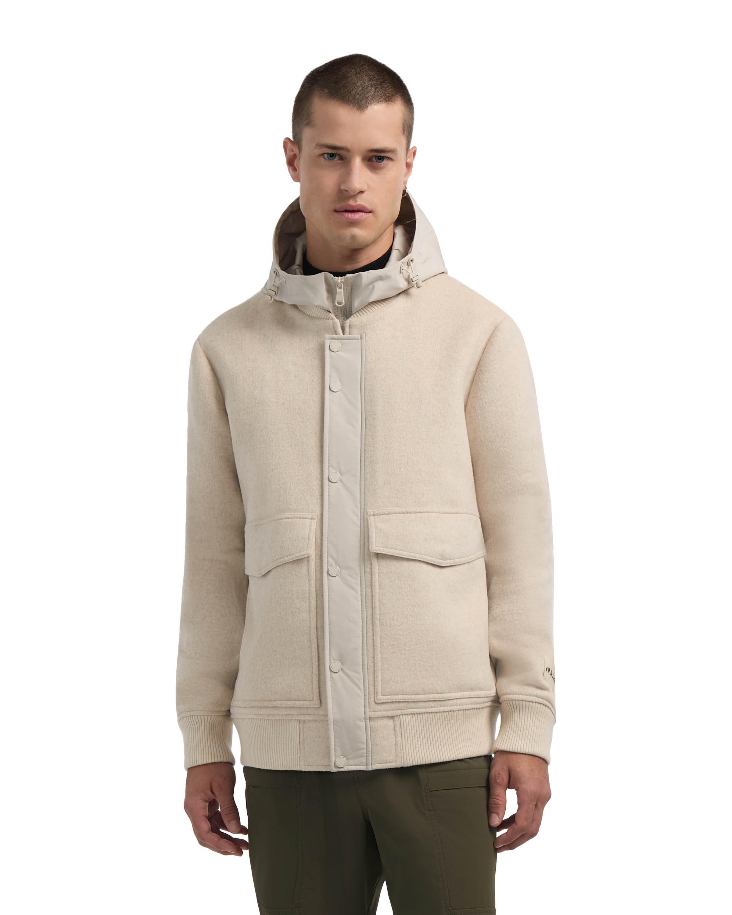 Hader Wool Blend Bomber Jacket with Removable Hooded Bib - image 3
