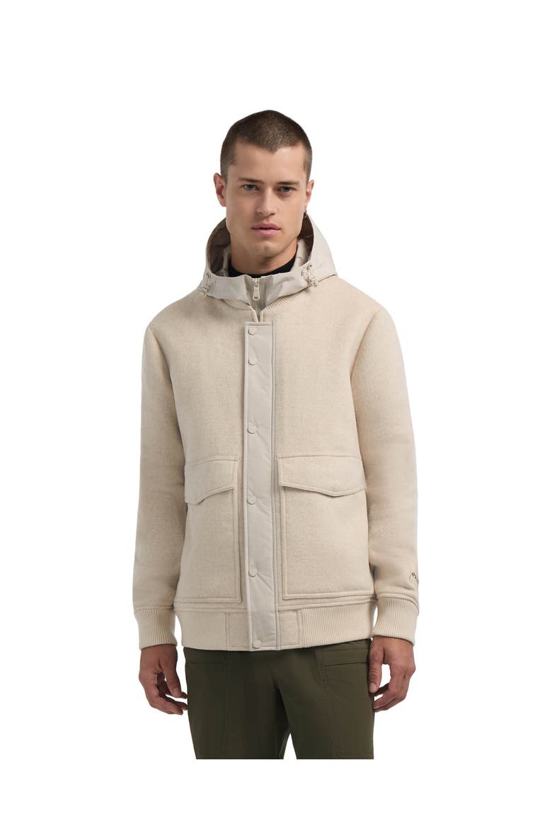 Hader Wool Blend Bomber Jacket with Removable Hooded Bib, Main, color, Oatmeal