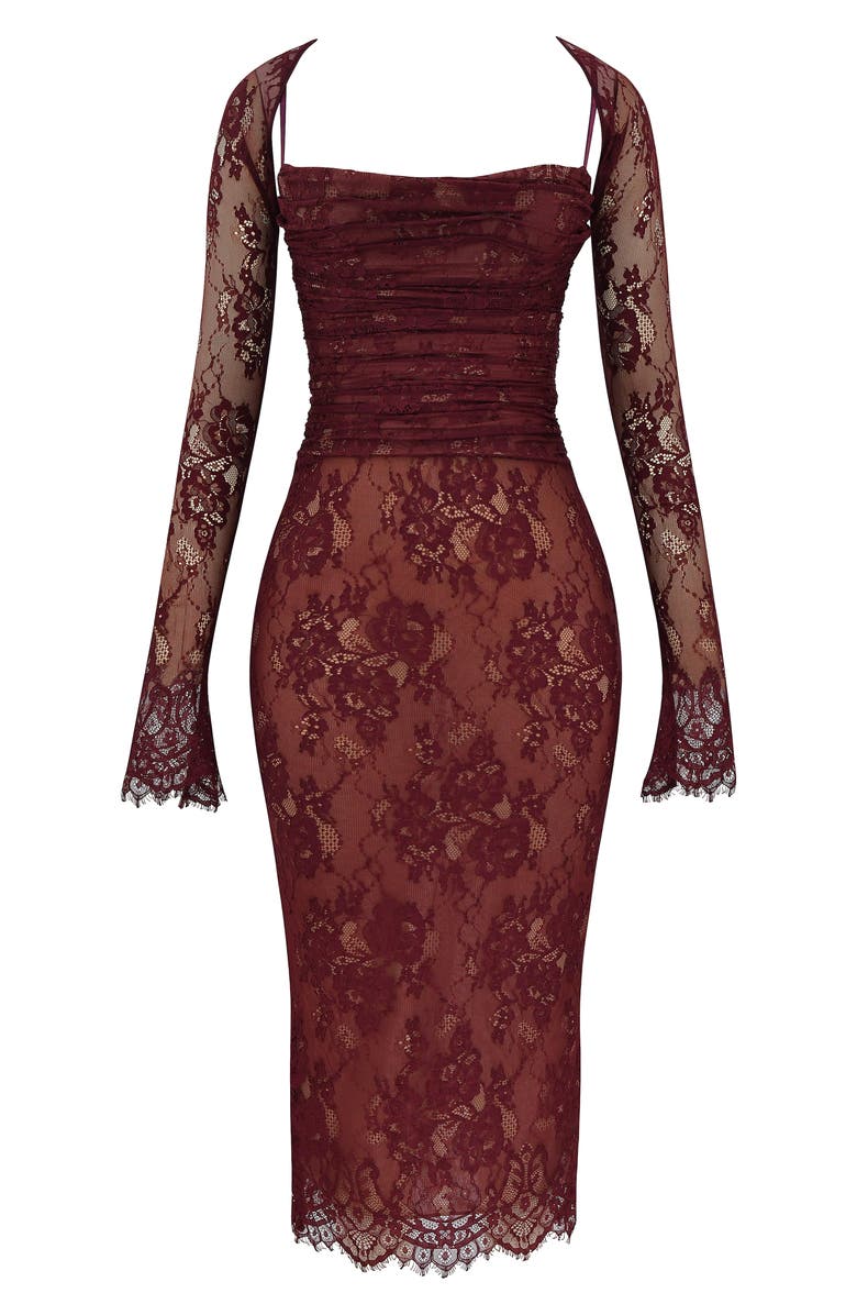 HOUSE OF CB Gaia Long Sleeve Lace Body-Con Dress, Main, color, 