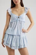 BP. Tie Front Flutter Sleeve Babydoll Top