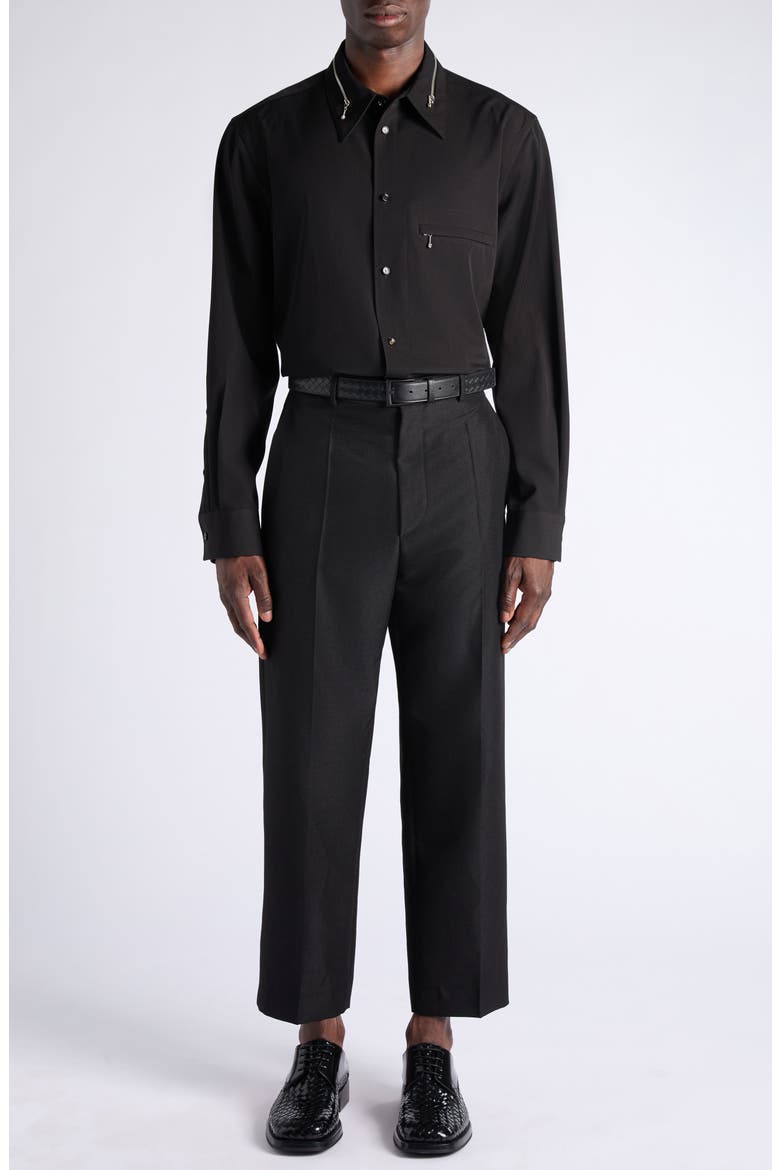 Black Mohair & Wool Crop Straight Leg Trousers, Alternate, color, 1010 DOUBLE BLACK