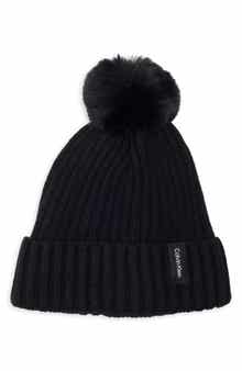 Calvin Klein Faux Fur Pompom Beanie