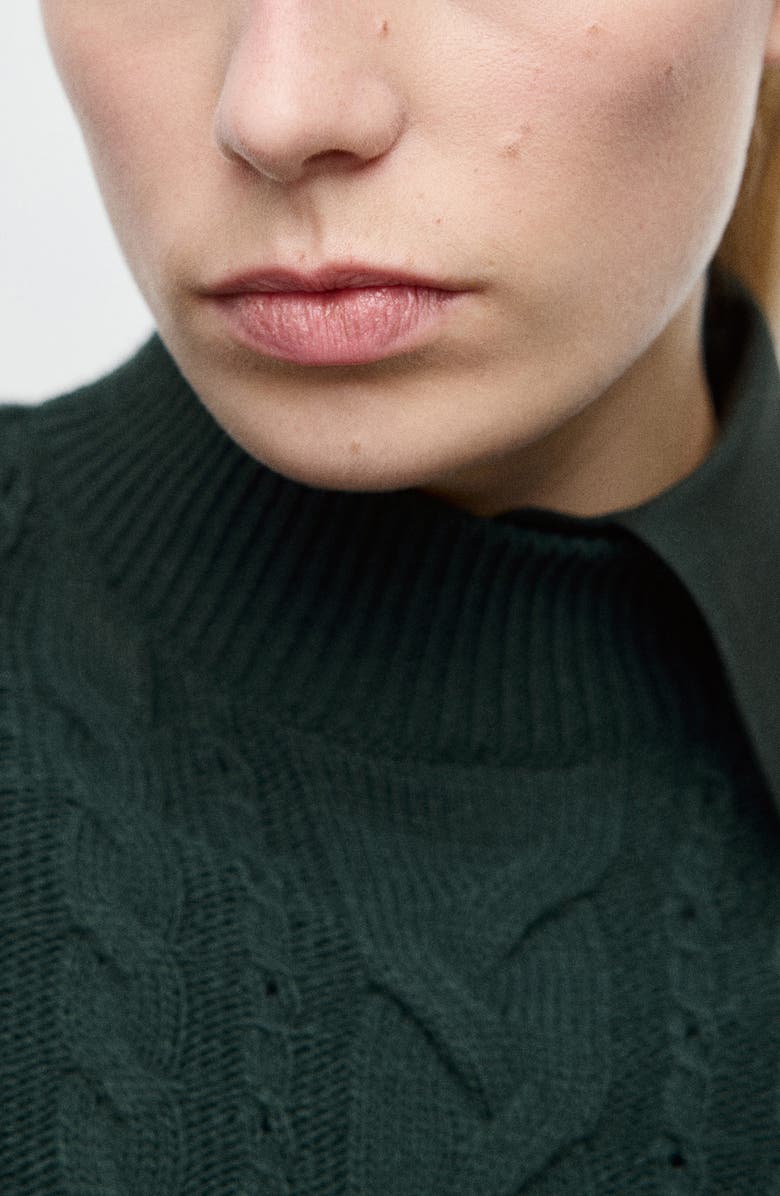 MANGO Cable Stitch Mock Neck Sweater, Alternate, color, 