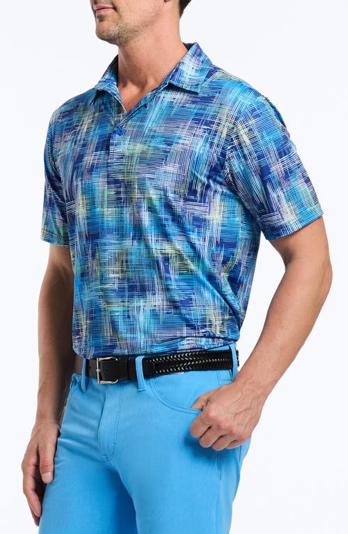 Robert Graham Salas Abstract Print Performance Golf Polo In Blue