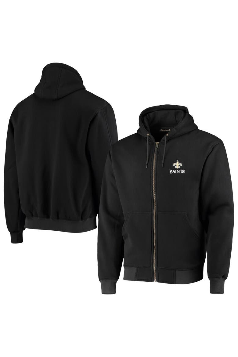 Men's Dunbrooke Black New Orleans Saints Craftsman Thermal-Lined Full-Zip Hoodie, Main, color, Black